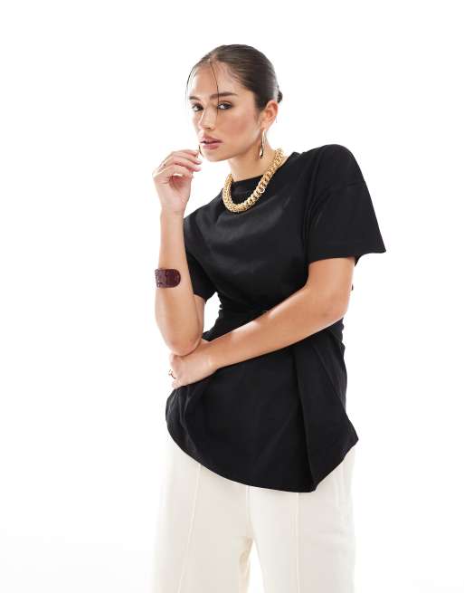 ASOS DESIGN hook and eye t-shirt in black
