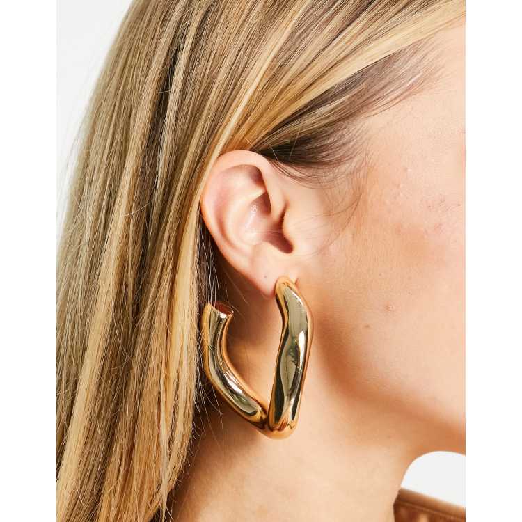 ASOS DESIGN hoop earring in large twist link design in gold tone