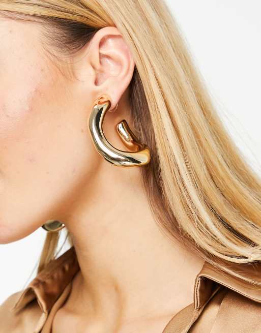 Unique Design Gold Filled Smooth Hoop Earrings For Women Big