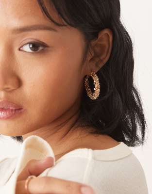 ASOS DESIGN ASOS DESIGN hoop earrings in beaded design in gold tone