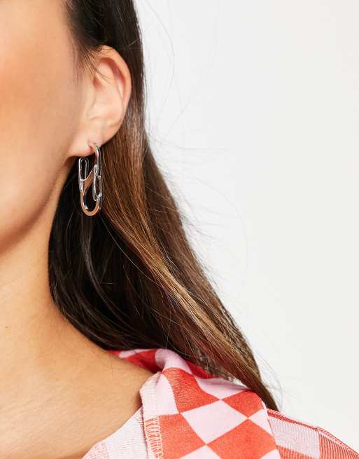 ASOS DESIGN hoop earrings in clip design in silver tone ASOS