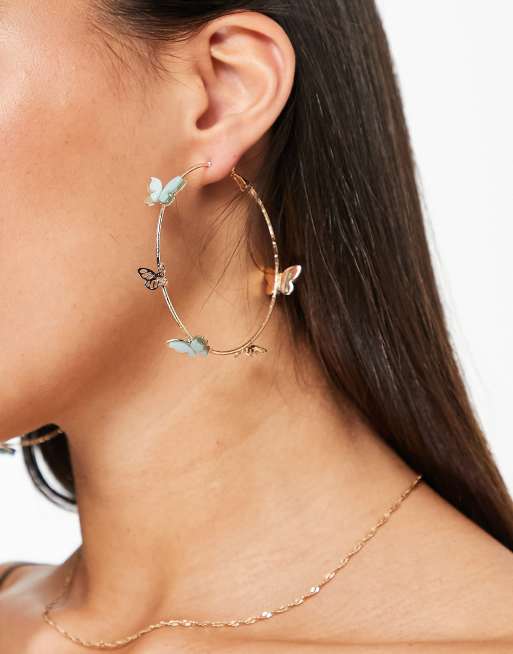 Big butterfly store hoop earrings