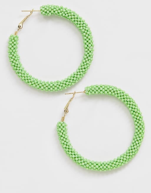 Green hot sale beads earrings