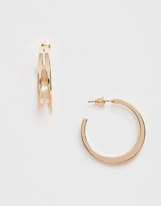 ASOS DESIGN hoop earrings in split design in gold tone | ASOS