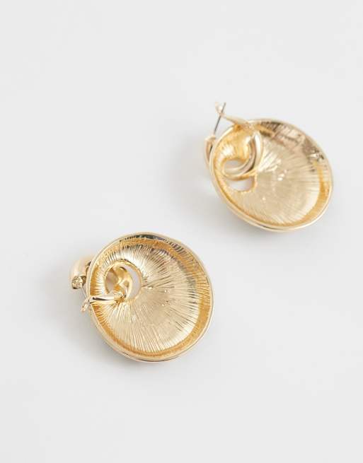 ASOS DESIGN hoop earrings with abstract animal-print design in gold tone, 3 of 4