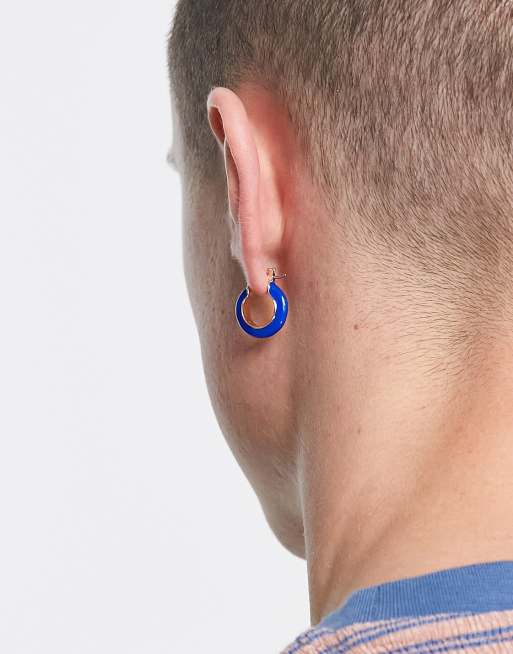 Small blue hoop deals earrings