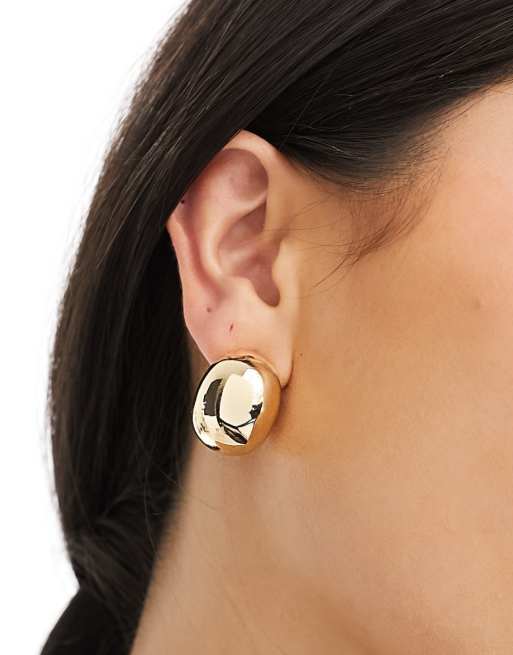 ASOS DESIGN hoop earrings with bubble detail in gold tone, 2 of 4