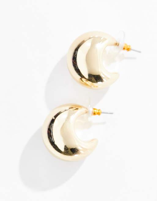 ASOS DESIGN hoop earrings with bubble detail in gold tone, 3 of 4