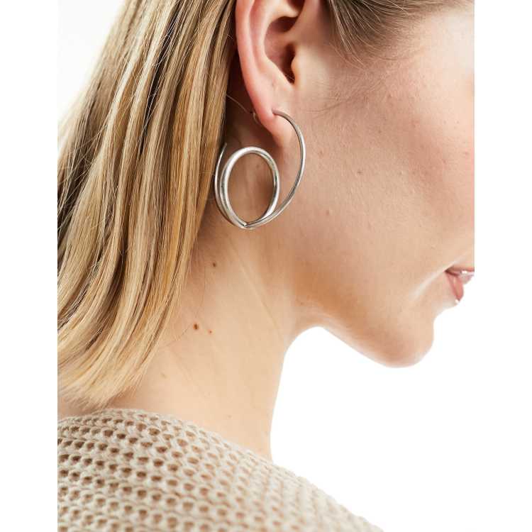 ASOS DESIGN faux clip on hoop earrings in silver tone