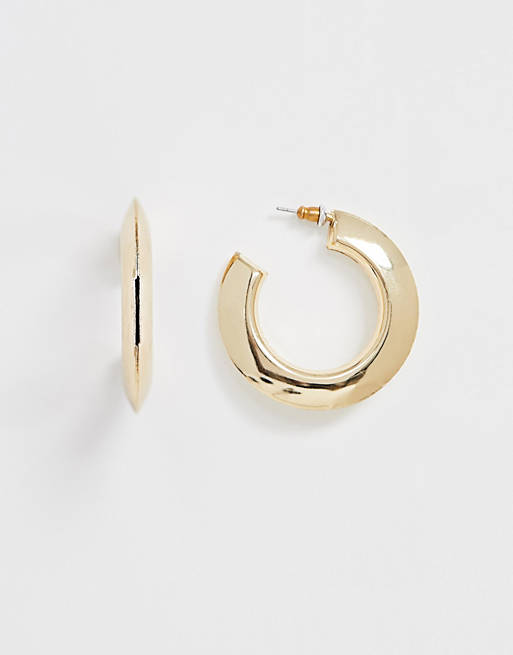 ASOS DESIGN hoop earrings with edge detail in gold tone