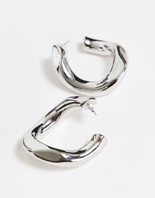 ASOS DESIGN faux clip on hoop earrings in silver tone