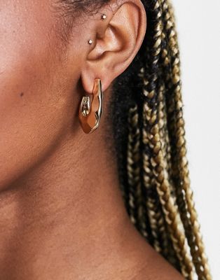 ASOS DESIGN hoop earrings with molten design in gold tone | ASOS