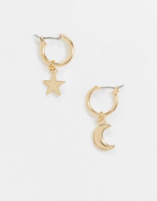 Star moon hoop on sale earrings