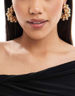 hoop earrings with multi ball detail in gold tone