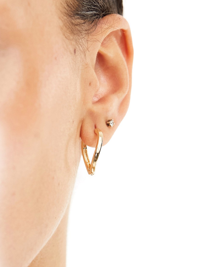 ASOS DESIGN hoop earrings with skinny hinge design in gold tone