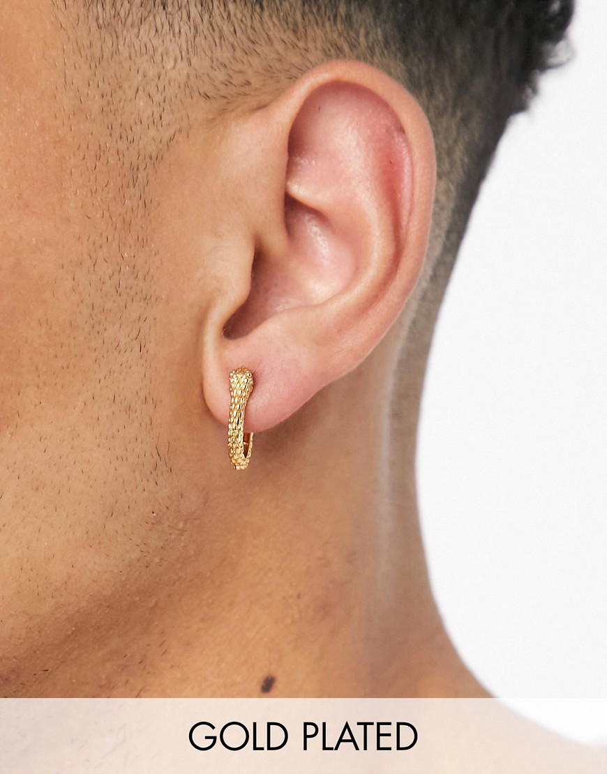 Asos Design Hoop Earrings With Snake Design In 14k Gold Plate