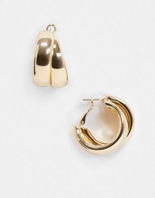 ASOS DESIGN hoop earrings with thick crossover design gold tone | ASOS