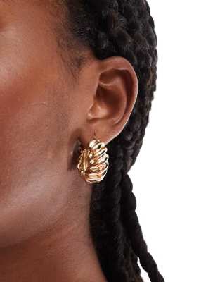 ASOS DESIGN hoop earrings with twisted hinge detail in gold tone