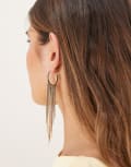 [ASOS DESIGN] ASOS DESIGN hoop earrings with waterfall chain drop detail in gold tone No Size GOLD