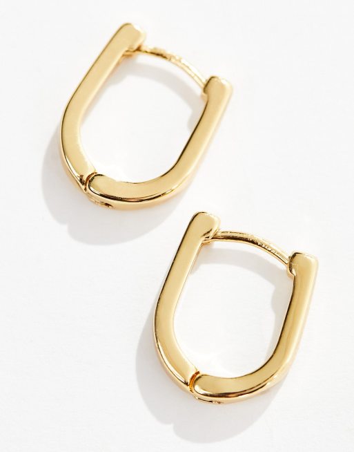 ASOS DESIGN - Hoop-øreringe med buet klik-design i 14 karat guldbelægning, 3 af 4