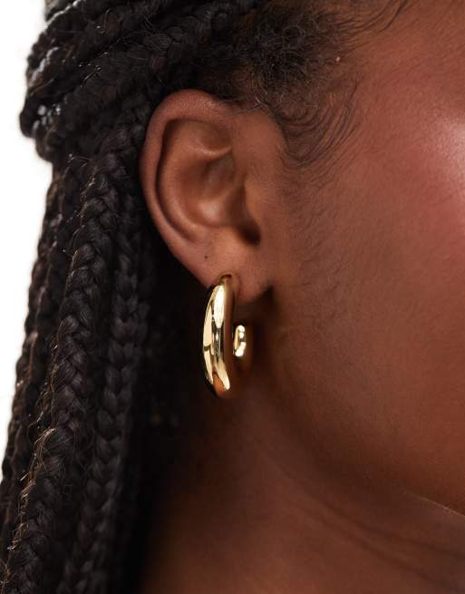 ASOS DESIGN - Hoop-øreringe med chunky, ovalt design og 14 k guldbelægning