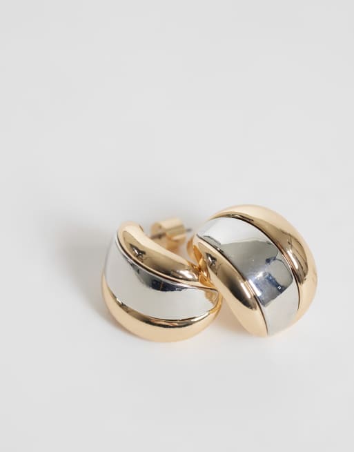 ASOS DESIGN hoop-øreringe med dobbelt hoop-design i blandet metal, 3 af 5