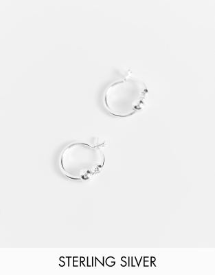 ASOS DESIGN - Hoop-øreringe med kugle i sterlingsølv