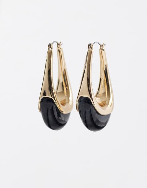 ASOS DESIGN hoops with stone detail in gold tone - view 1