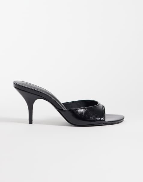 ASOS DESIGN Hooray mules med mellanhög klack i svart - view 1