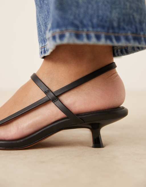 ASOS DESIGN Hop minimal kitten heel sandals in black, 4 of 4