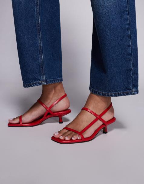 ASOS DESIGN – Hop – Röda minimalistiska sandaler med taxklackar - view 1