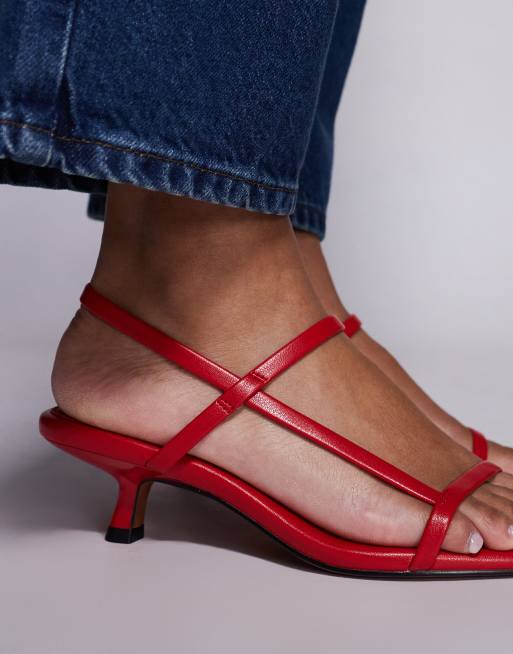 ASOS DESIGN – Hop – Röda minimalistiska sandaler med taxklackar, 2 av 4