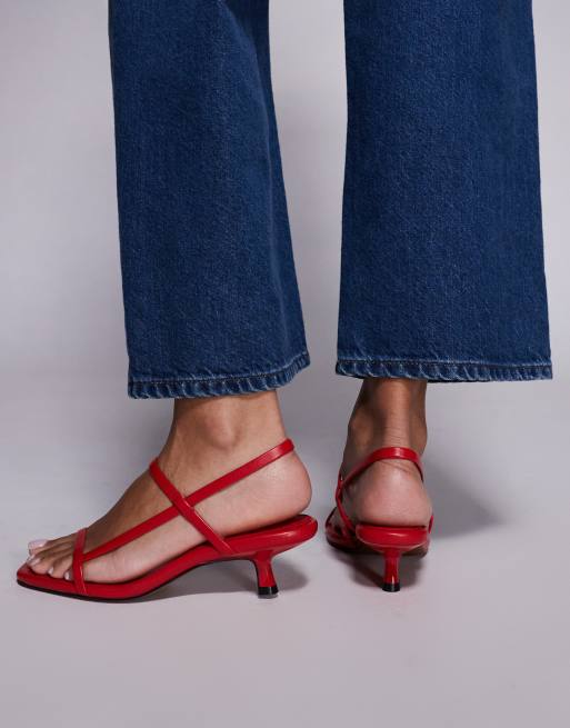 ASOS DESIGN – Hop – Röda minimalistiska sandaler med taxklackar, 3 av 4