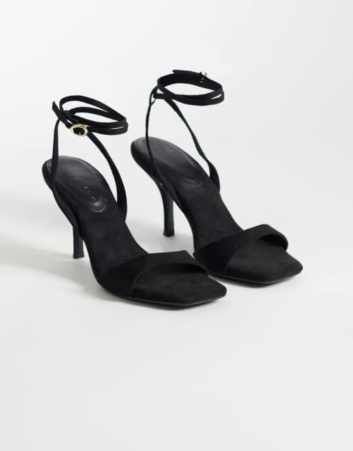 ASOS DESIGN Hope barely-there mid heel stiletto sandals in black, 2 of 4