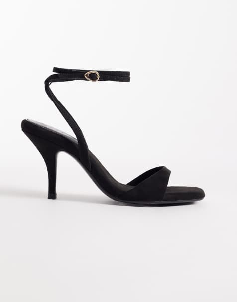 ASOS DESIGN – Hope – Filigrane Sandaletten in Schwarz mit mittelhohem Stilettoabsatz - view 1
