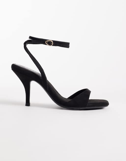 ASOS DESIGN - Hope - Sandales larges minimalistes à talon aiguille mi-haut - Noir