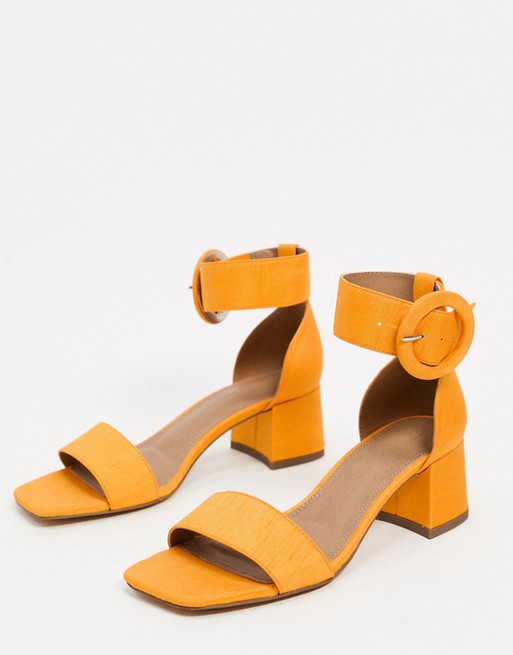 ASOS DESIGN Hopeful block heeled sandals in orange | ASOS
