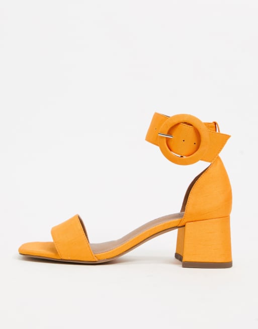 Orange low block hot sale heel sandals