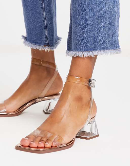 ASOS DESIGN - Hopeful - Sandali con tacco largo trasparenti e oro rosa, 2 di 4