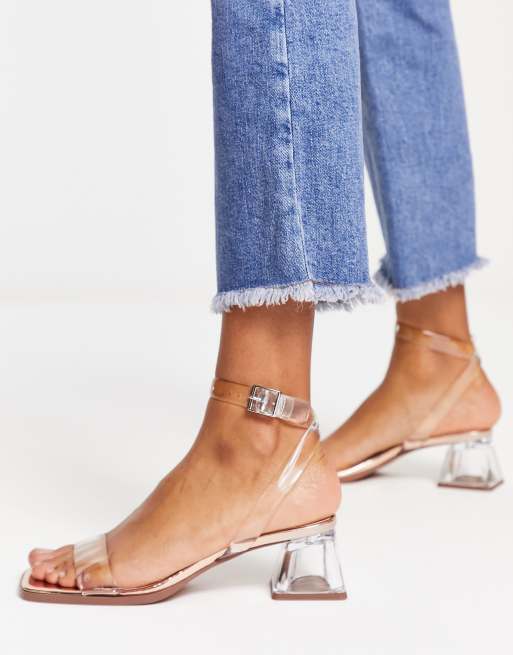 ASOS DESIGN – Hopeful – Transparenta och roséguldsfärgade sandaler med blockklackar, 4 av 4