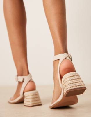 Asos Design Hopefully Block Heel Mid Sandals In Brown