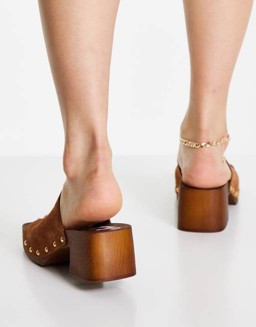 ASOS DESIGN – Hopscotch – Ljusbruna, halvhöga klacksandaler i mocka , 4 av 4
