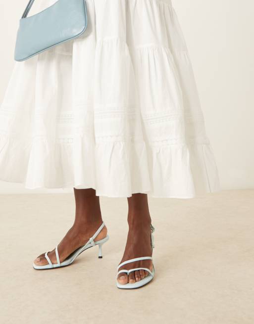 ASOS DESIGN Hopscotch minimal kitten heel slingback sandals in light blue, 2 of 4