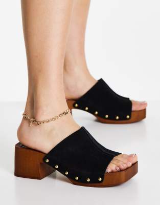 black suede clogs