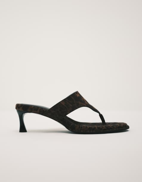 ASOS DESIGN - Horizon - Sandales chunky à petit talon et entre-doigts - Léopard - view 1