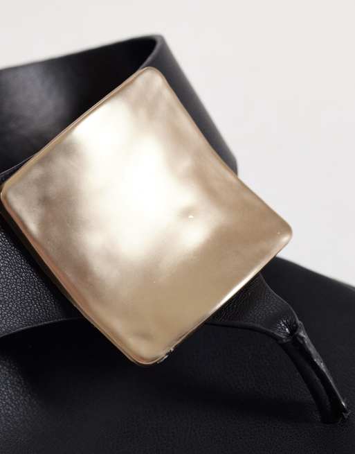 ASOS DESIGN - Horizon - Sorte sandaler med chunky tårem og kitten-hæl samt metaldetalje, 3 af 4