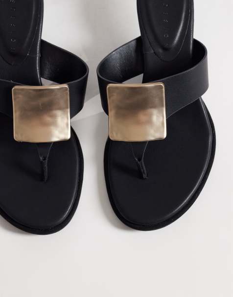 ASOS DESIGN - Horizon - Teensandalen met afwerking en dikke zool met kittenhak in zwart - view 1