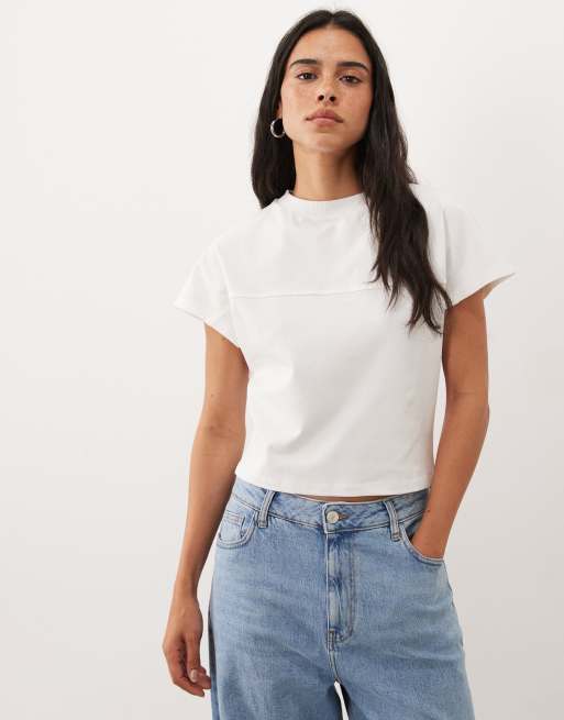 ASOS DESIGN horizontal seam t-shirt in white, 3 of 4