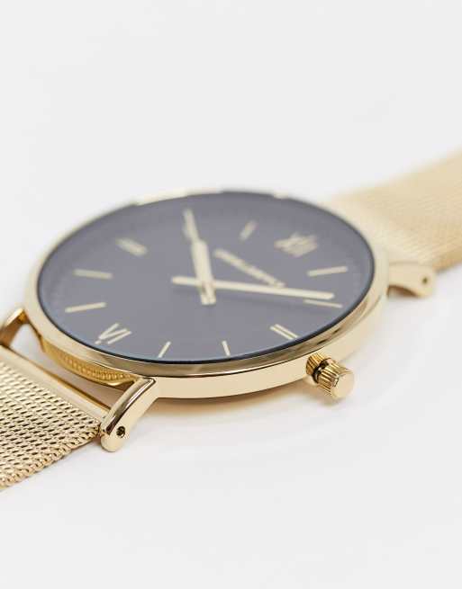 ASOS DESIGN - Horloge met mesh band van roestvrij staal in goudkleur, 4 van 4