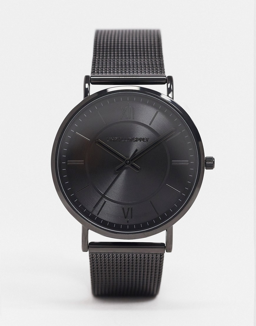 ASOS Design - Horloge met mesh band van roestvrij staal in zwart